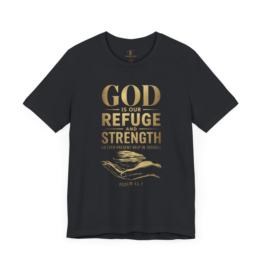 Religious Tee with Psalm 46:1 Verse T-Shirt Printify Vintage Black XS