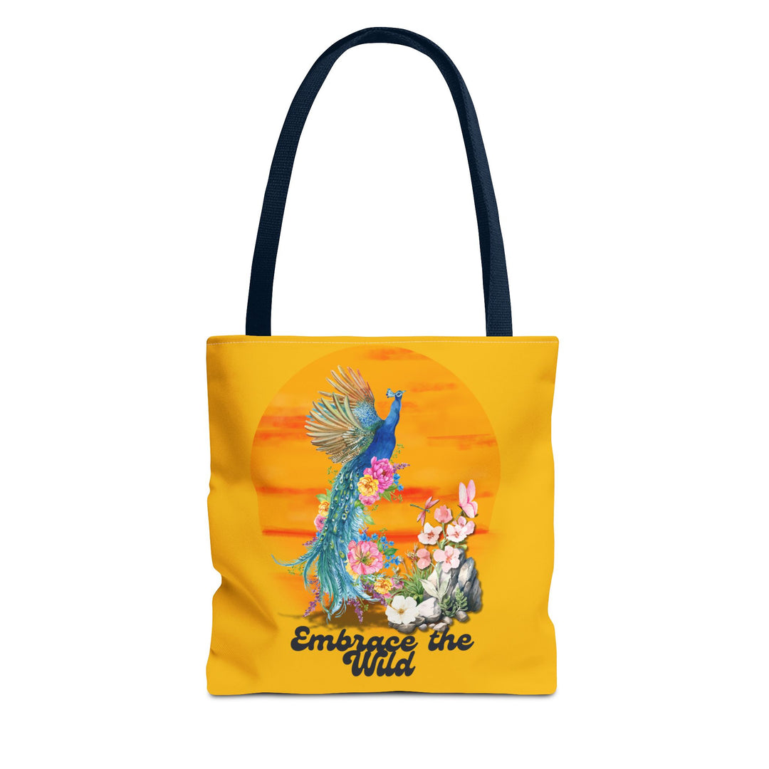 Peacock Tote Bag - Embrace the Wild Boho-Chic Bags Printify 13" × 13'' Navy