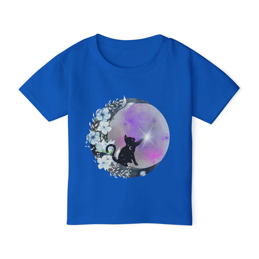 Cat Silhouette Toddler T-shirt with Moon and Stars Kids clothes Printify Royal 2T