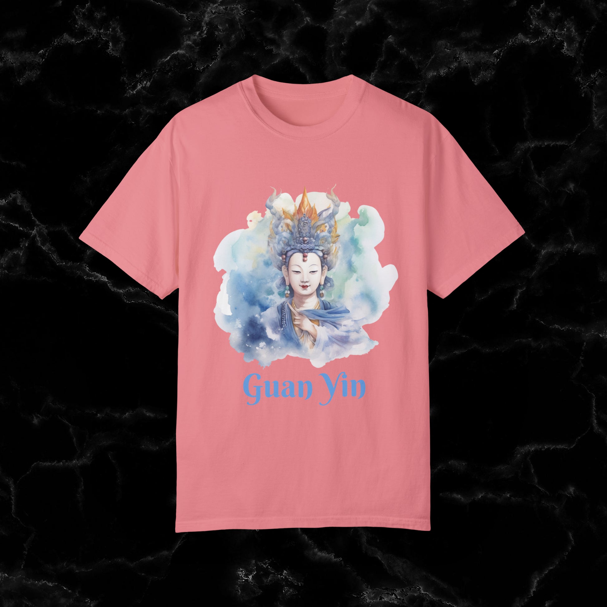 Quan Yin Spiritual Tee - Goddess of Compassion, Unisex Garment-Dyed T-shirt, Goddess of Mercy T-Shirt Peony 3XL 