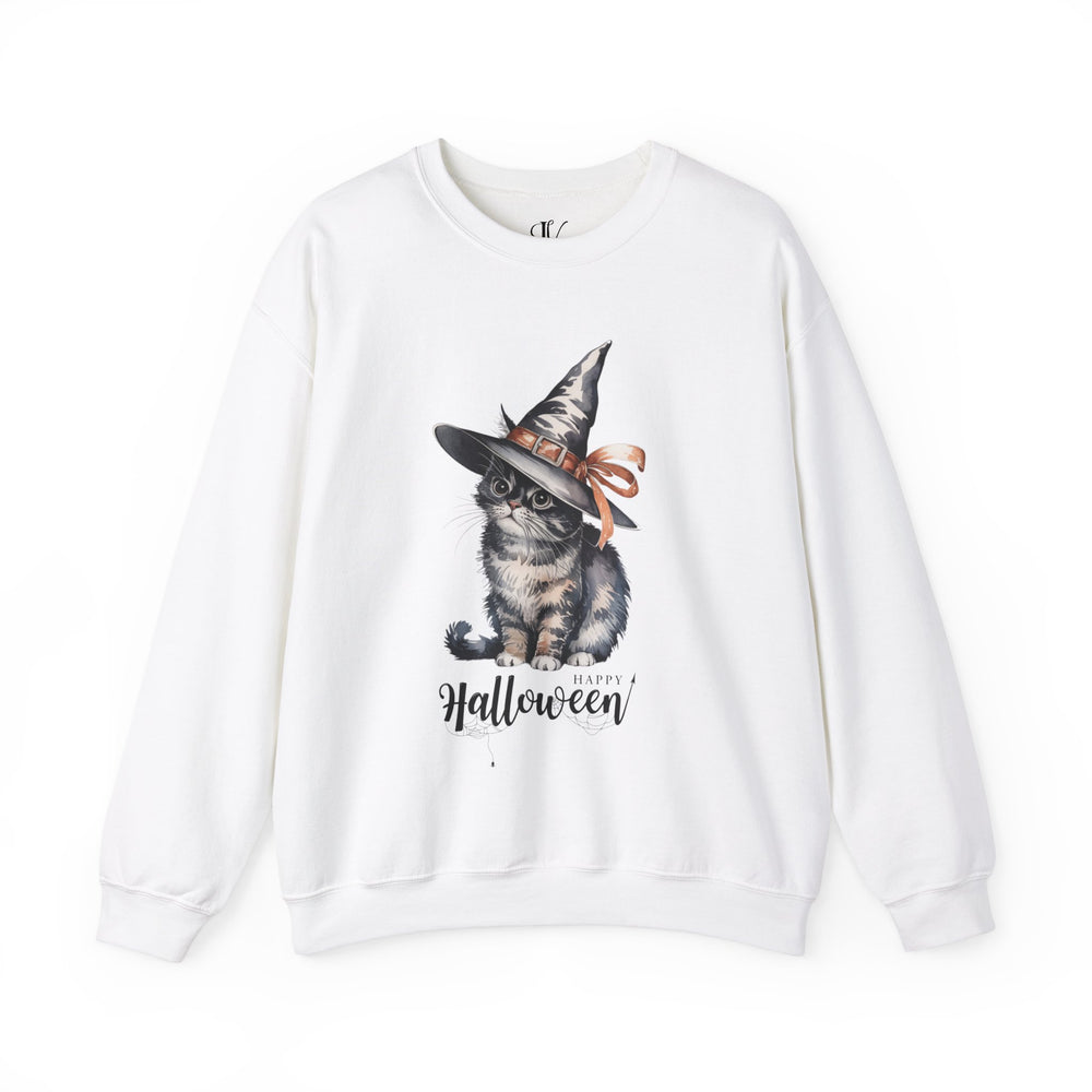 Halloween Witch Cute Cat "Happy Halloween" Sweatshirt