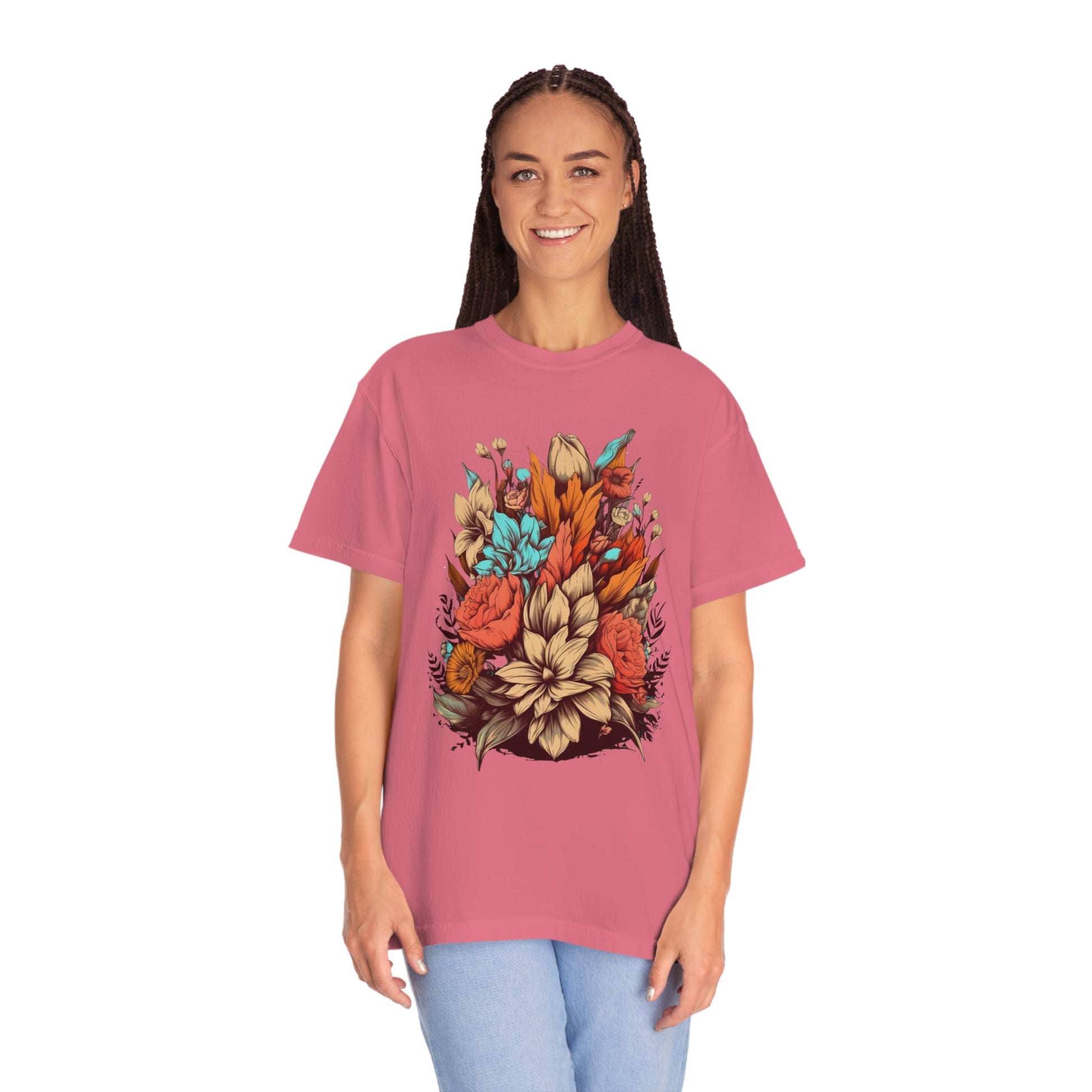 Boho Wildflowers Floral Nature Shirt | Garment Dyed Boho Tee for Nature Lovers T-Shirt Watermelon M 