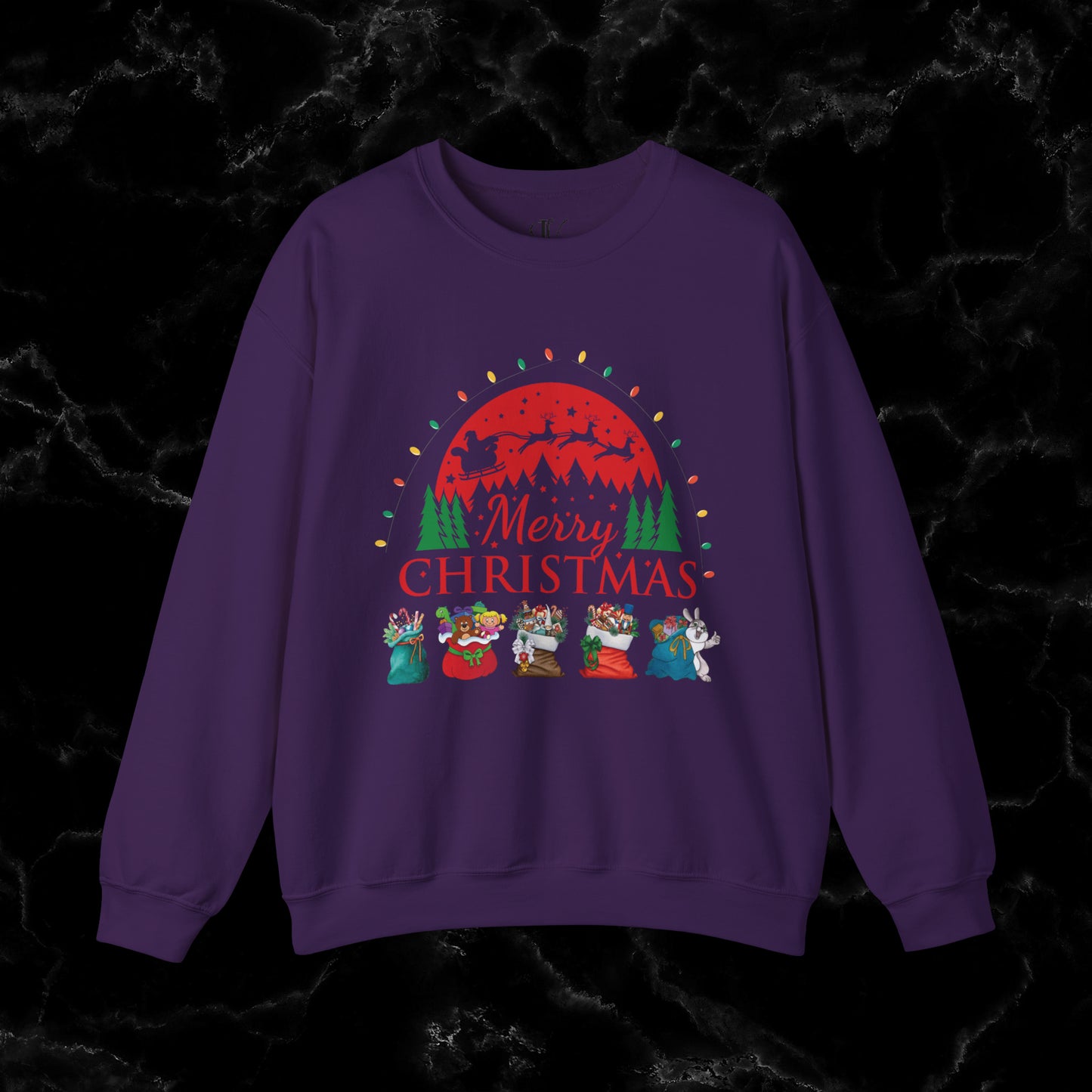 Merry Christmas Sweatshirt - Christmas Shirt with Santa and Festive Theme Sweatshirt S Purple 