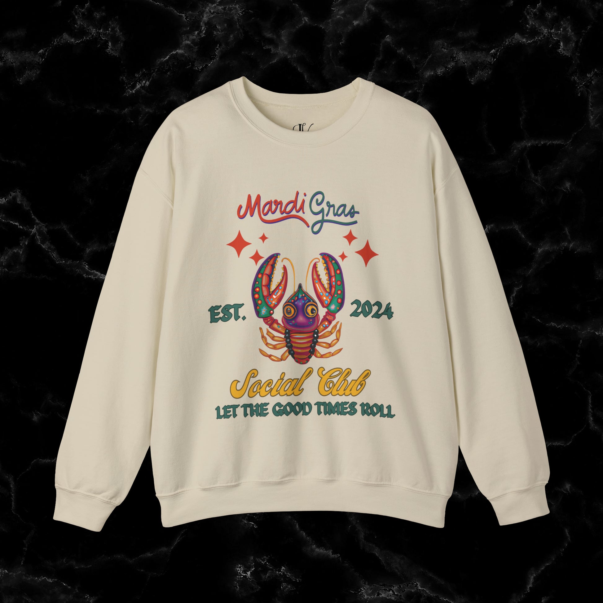 Mardi Gras Sweatshirt Women - NOLA Luxury Bachelorette Sweater, Unique Fat Tuesday Shirt, Louisiana Girls Trip Sweater, Mardi Gras Social Club Style Sweatshirt S Sand 