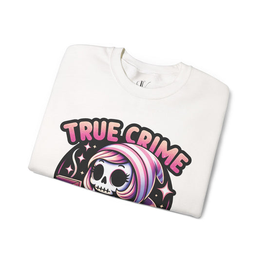 True Crime and Coffee: Skeleton Sweatshirt Sweatshirt Printify