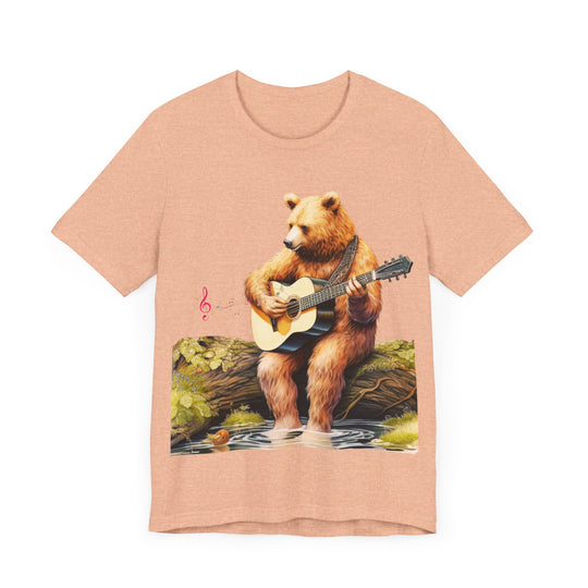 Nature-Inspired Bear T-Shirt T-Shirt Printify Heather Peach S