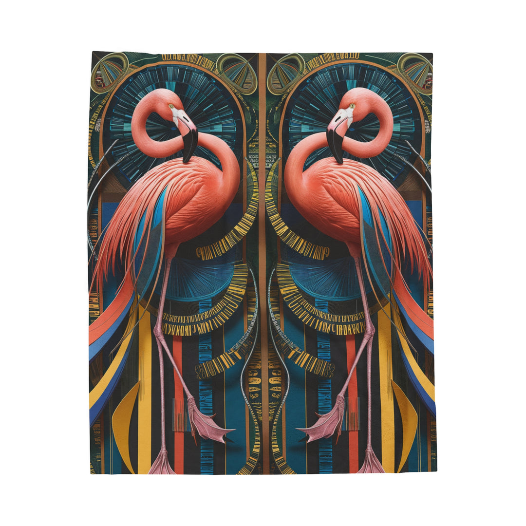 Velveteen Plush Blanket - Flamingo Art Deco Luxury
