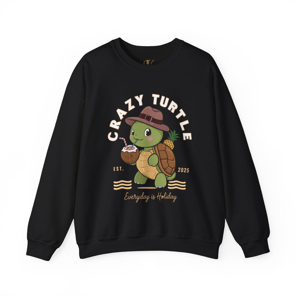 Crazy Turtle Graphic Sweatshirt Sweatshirt Printify S Black