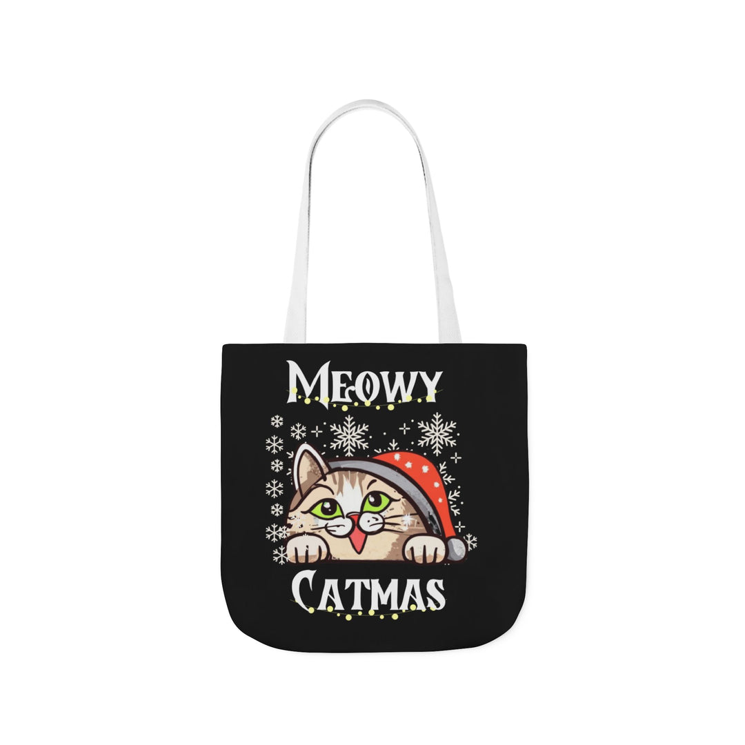 Funny Meowy Catmas Tote Bag Accessories Printify 16" × 16'' White