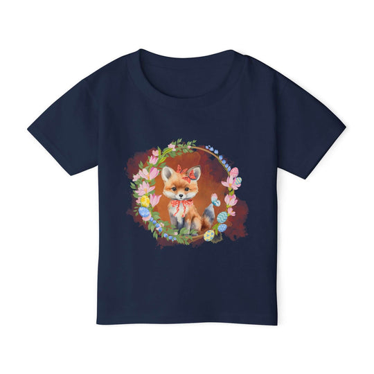 Toddler T-shirt Fox Easter Floral Wreath Kids clothes Printify Navy 2T