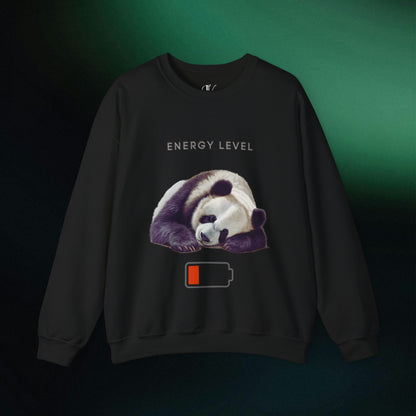 Energy Level Panda Unisex Heavy Blend Crewneck Sweatshirt Sweatshirt S Black 