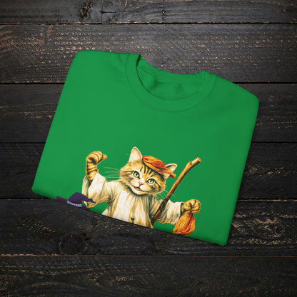 Halloween Cat Baseball Sweatshirt | Playful Feline and Pumpkins | Spooky Sports | Halloween Fun Sweatshirt Sweatshirt   