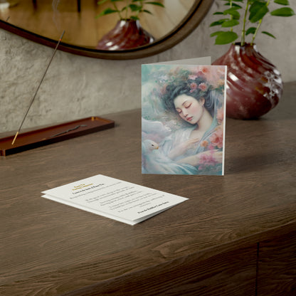 Handmade Greeting Card | Custom Printed Card - Blank Inside - A2 Size | Quan Yin Card - Mother of Compassion - Kuan Yin | Gift Card - Listen to the Deed of Quan Yin Paper products   