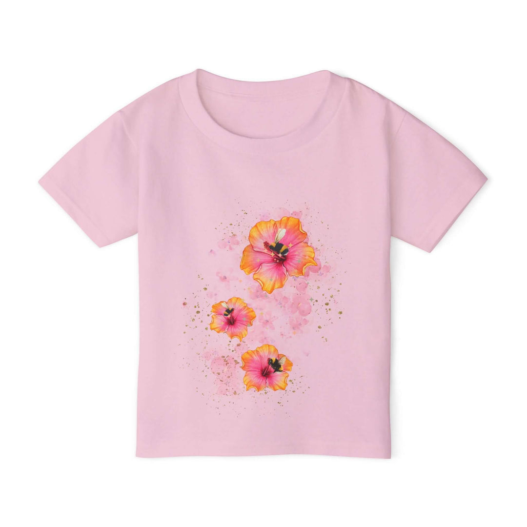 Toddler T-shirt - Vibrant Orange Hibiscus Watercolor Kids clothes Printify Light Pink 2T