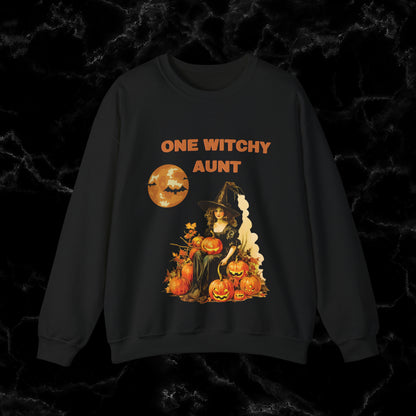 One Witchy Aunt Sweatshirt - Cool Aunt Shirt, Feral Aunt Sweatshirt, Perfect Gifts for Aunts Halloween Sweatshirt S Black 