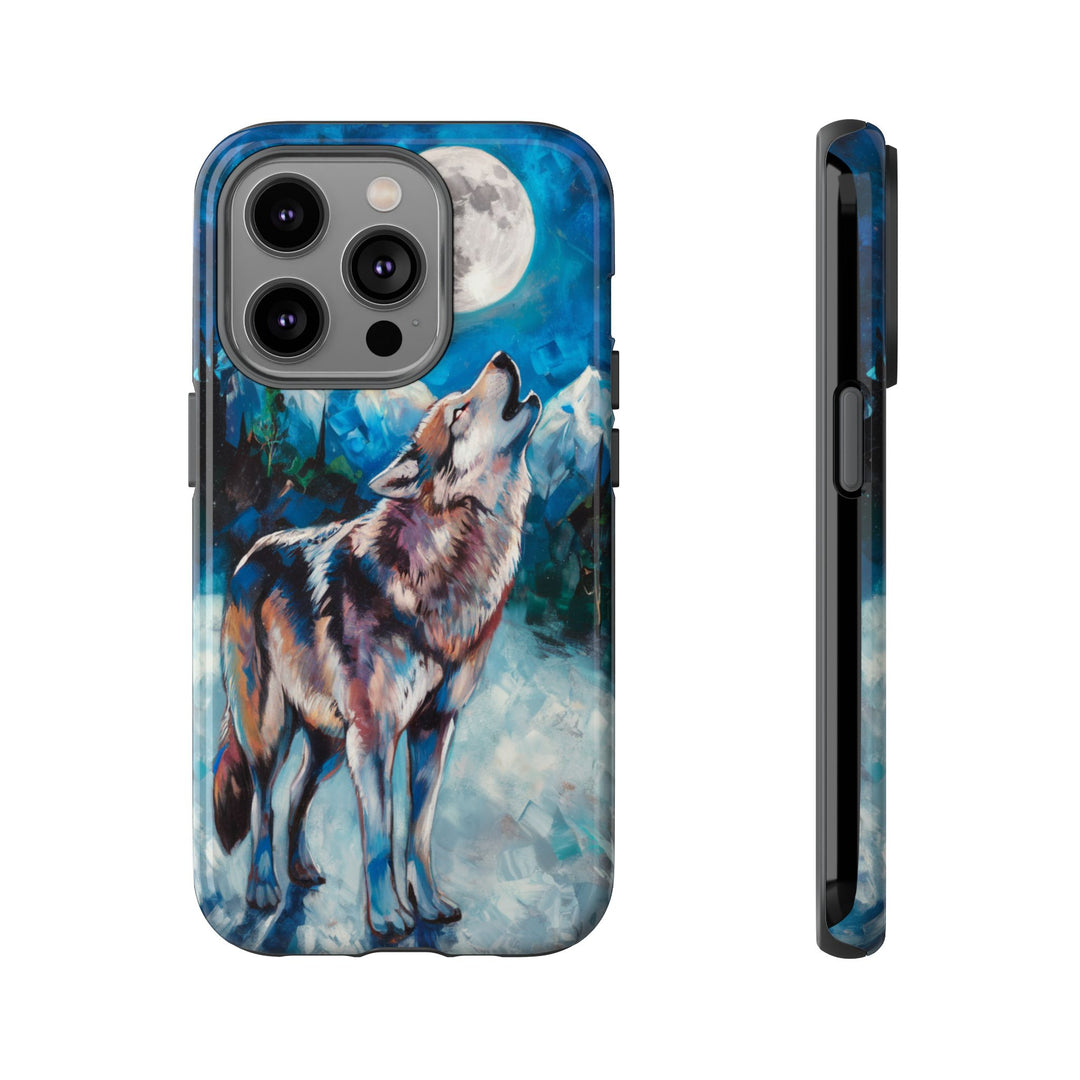 Wolf Howling Tough Case - Impressionist Style Phone Case Printify iPhone 14 Pro Glossy