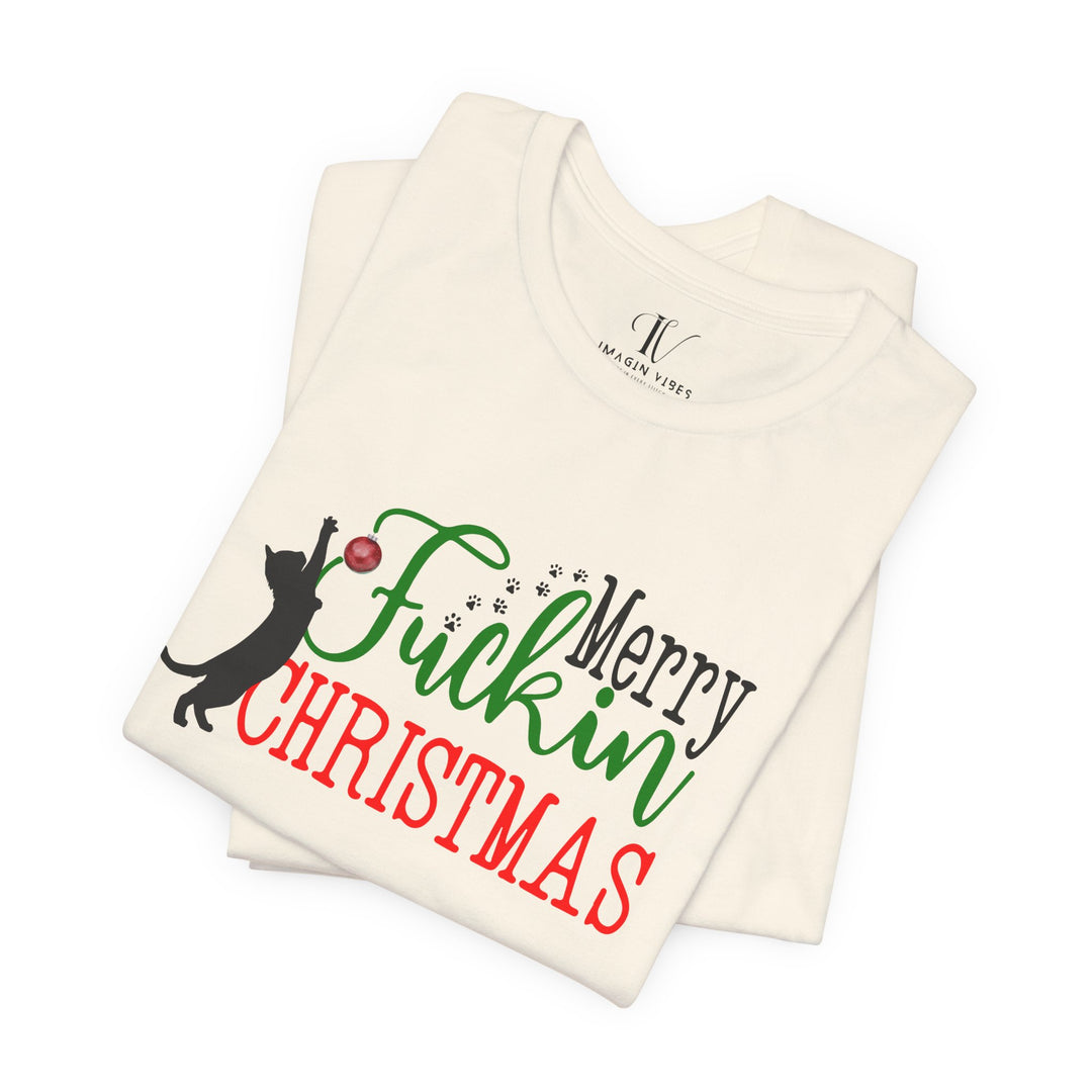 Christmas Cat Unisex Tee - Funny Festive Holiday Shirt with Profanity