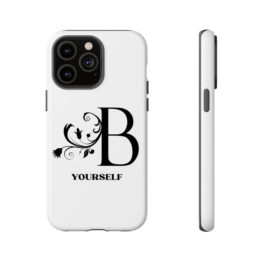 Floral Initial Tough Case - Be Yourself Phone Cover Phone Case Printify iPhone 14 Pro Max Glossy