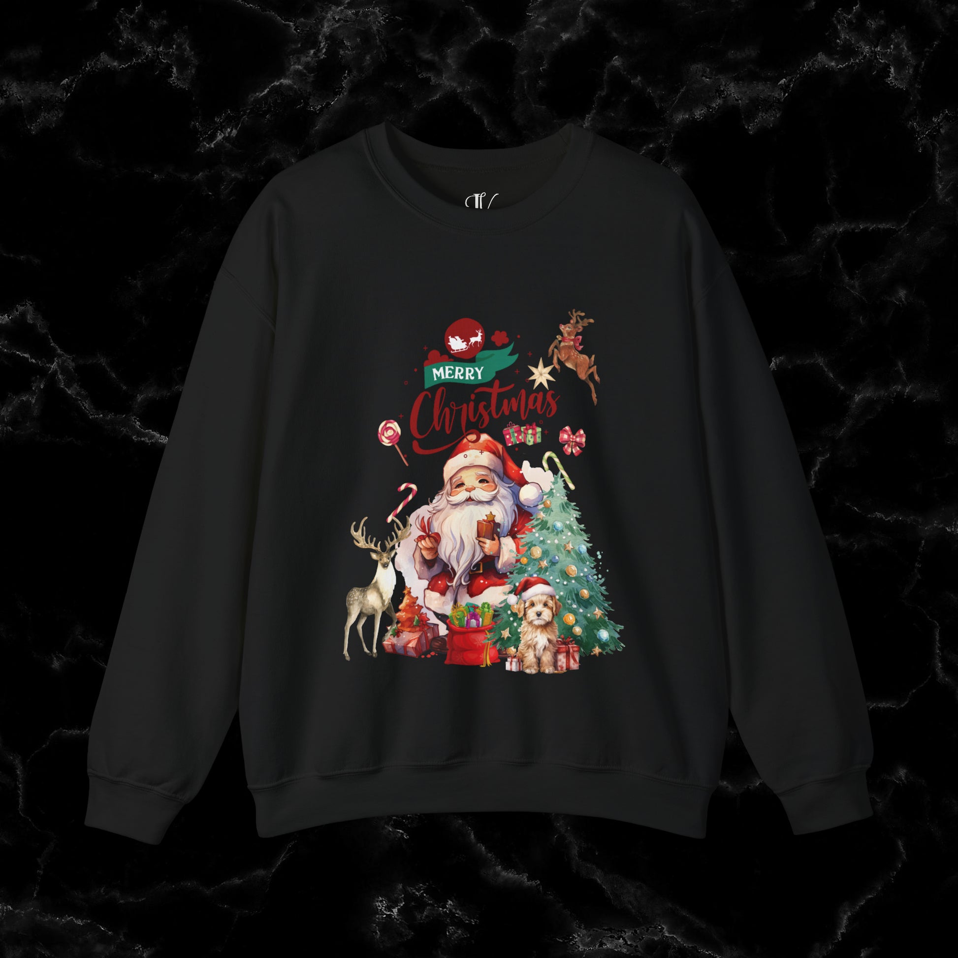 Merry Christmas Sweatshirt | Christmas Shirt - Matching Christmas Shirt - Santa Claus Merry Christmas Sweatshirt - Holiday Gift - Christmas Gift Sweatshirt S Black 