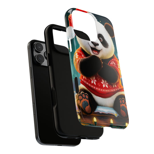 Phone Case - Festive Christmas Panda in Sweater Phone Case Printify