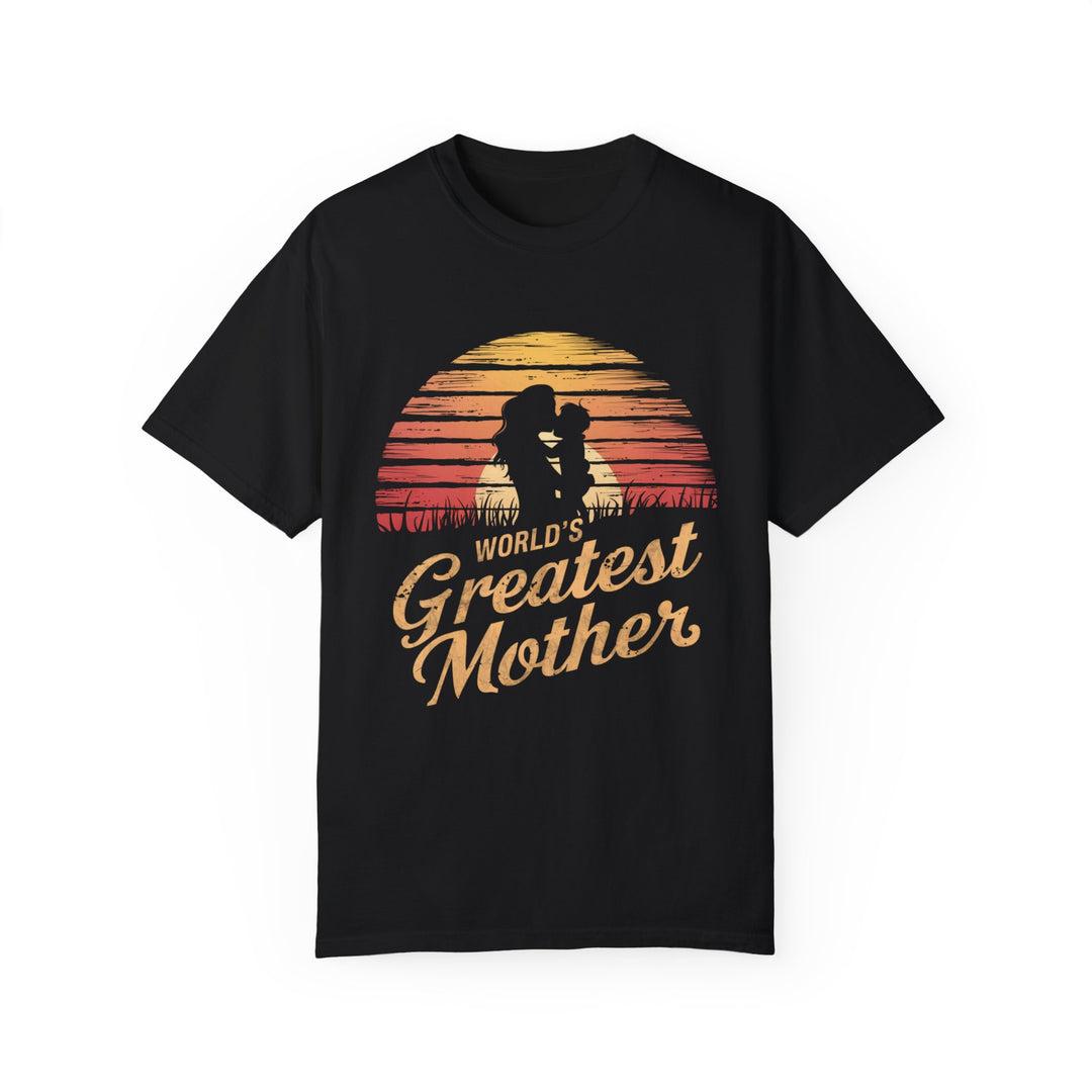 Motherhood Sunset Silhouette T-shirt T-Shirt Printify Black S