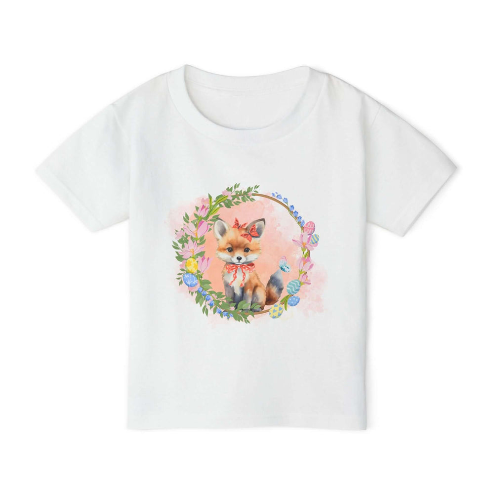 Toddler T-shirt Fox Easter Floral Wreath Kids clothes Printify White 2T