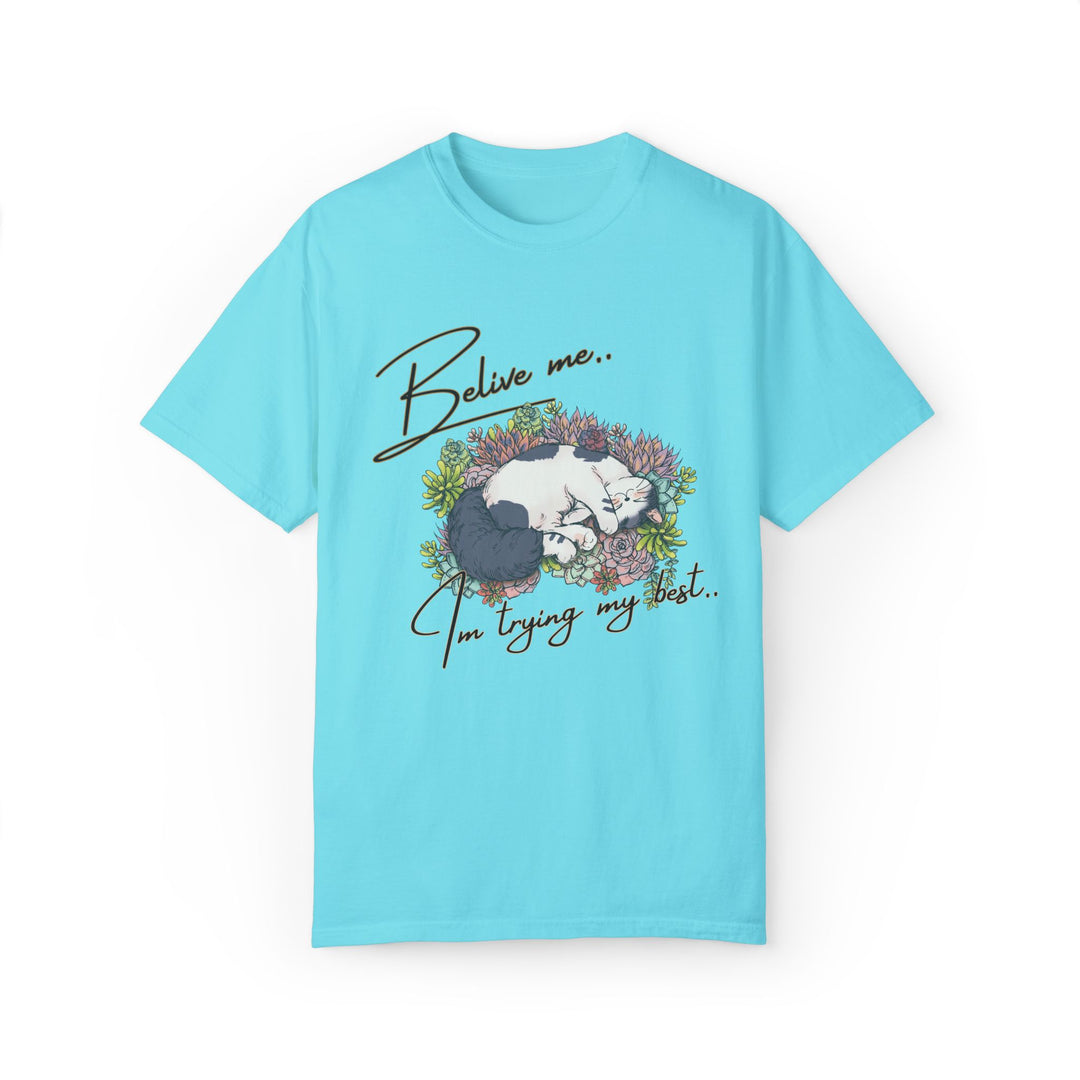 Cat T-Shirt with Playful and Cute Tee T-Shirt Printify Lagoon Blue S