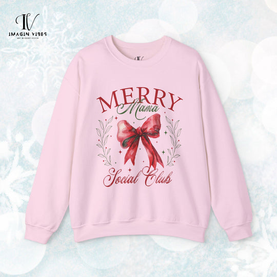 Merry Mama Social Club: Coquette Bow Christmas Sweatshirt