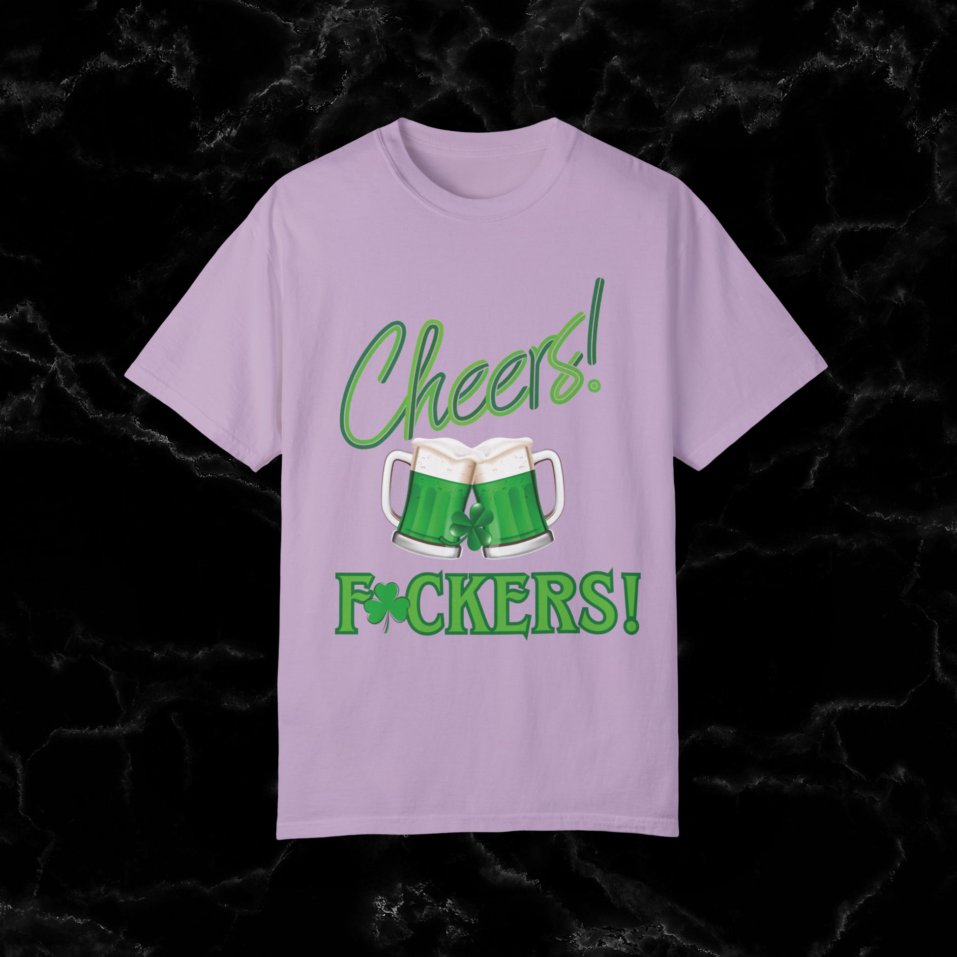 Cheers F**kers Shirt - A Bold Shamrock Statement for Irish Spirits and Good Times T-Shirt Orchid S 