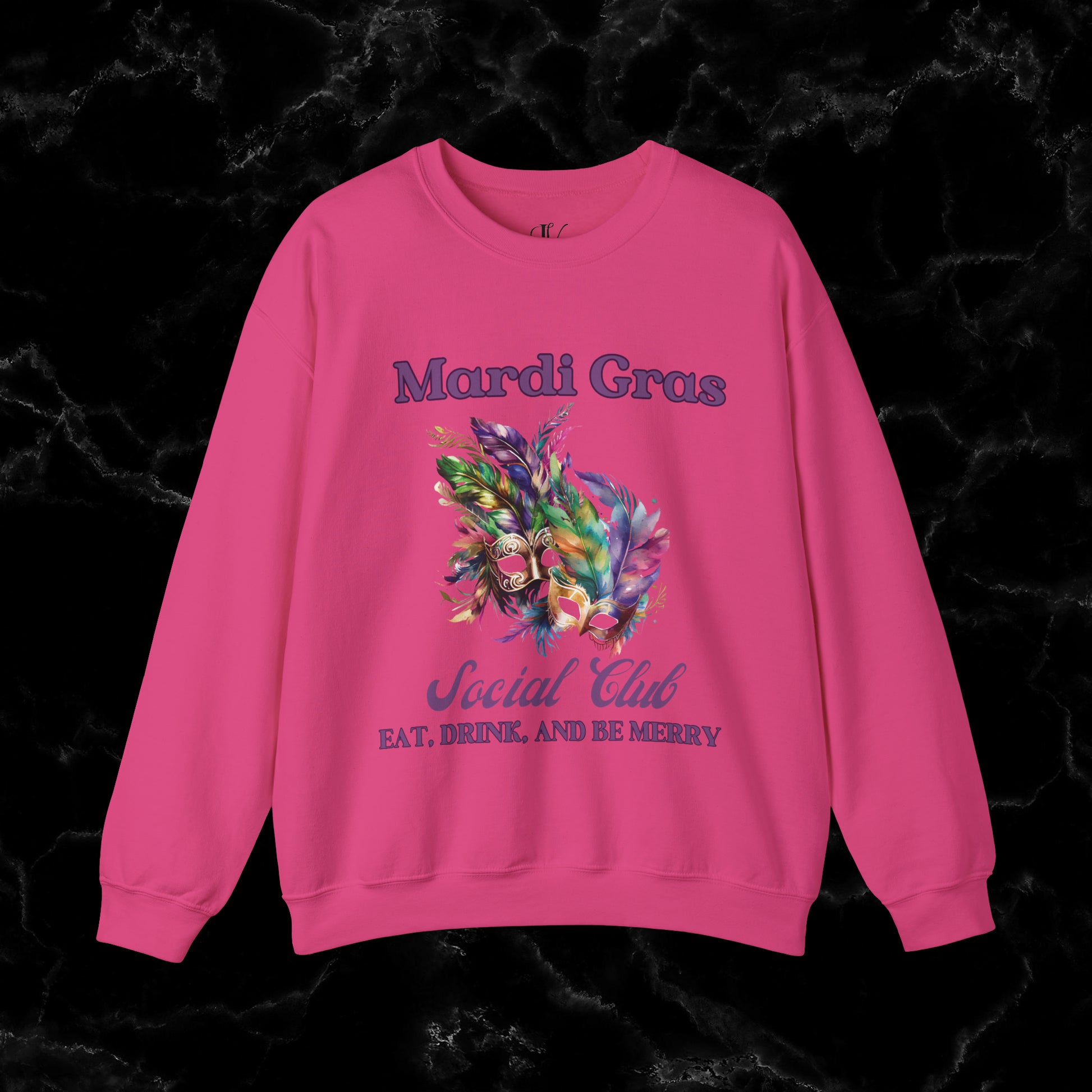 Mardi Gras Sweatshirt Women - NOLA Luxury Bachelorette Sweater, Unique Fat Tuesday Shirt, Louisiana Girls Trip Sweater, Mardi Gras Social Club Chic Sweatshirt S Heliconia 