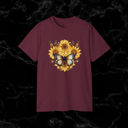 Sunflower Shirt - A Floral Tee, Garden Shirt, and Women's Fall Shirt with Nature-Inspired Design T-Shirt Maroon S 