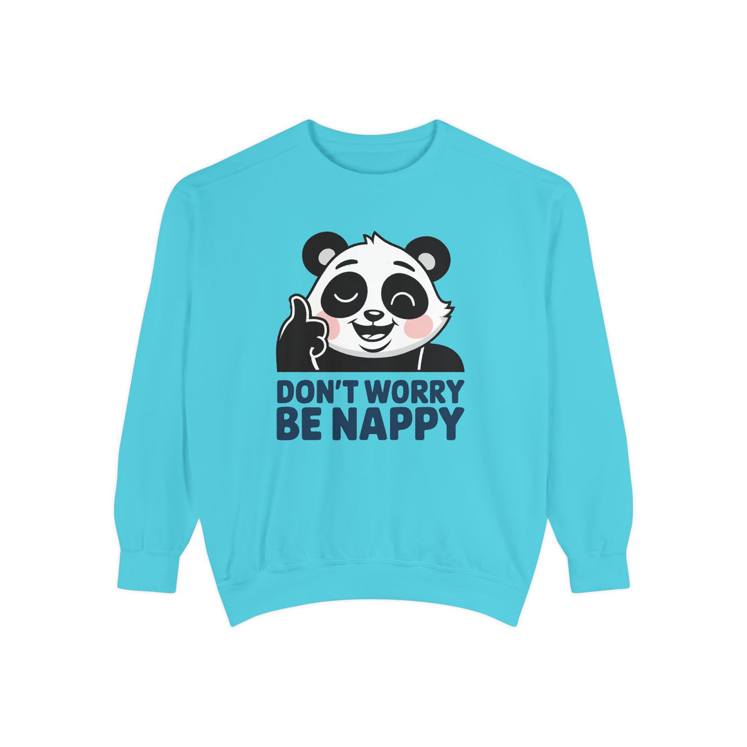 Cute Panda 'Don't Worry, Be Nappy' Sweatshirt Sweatshirt Printify Lagoon Blue S