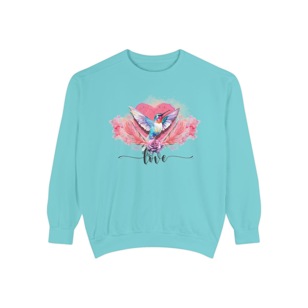 Romantic Hummingbird Love Sweatshirt Sweatshirt Printify Chalky Mint S