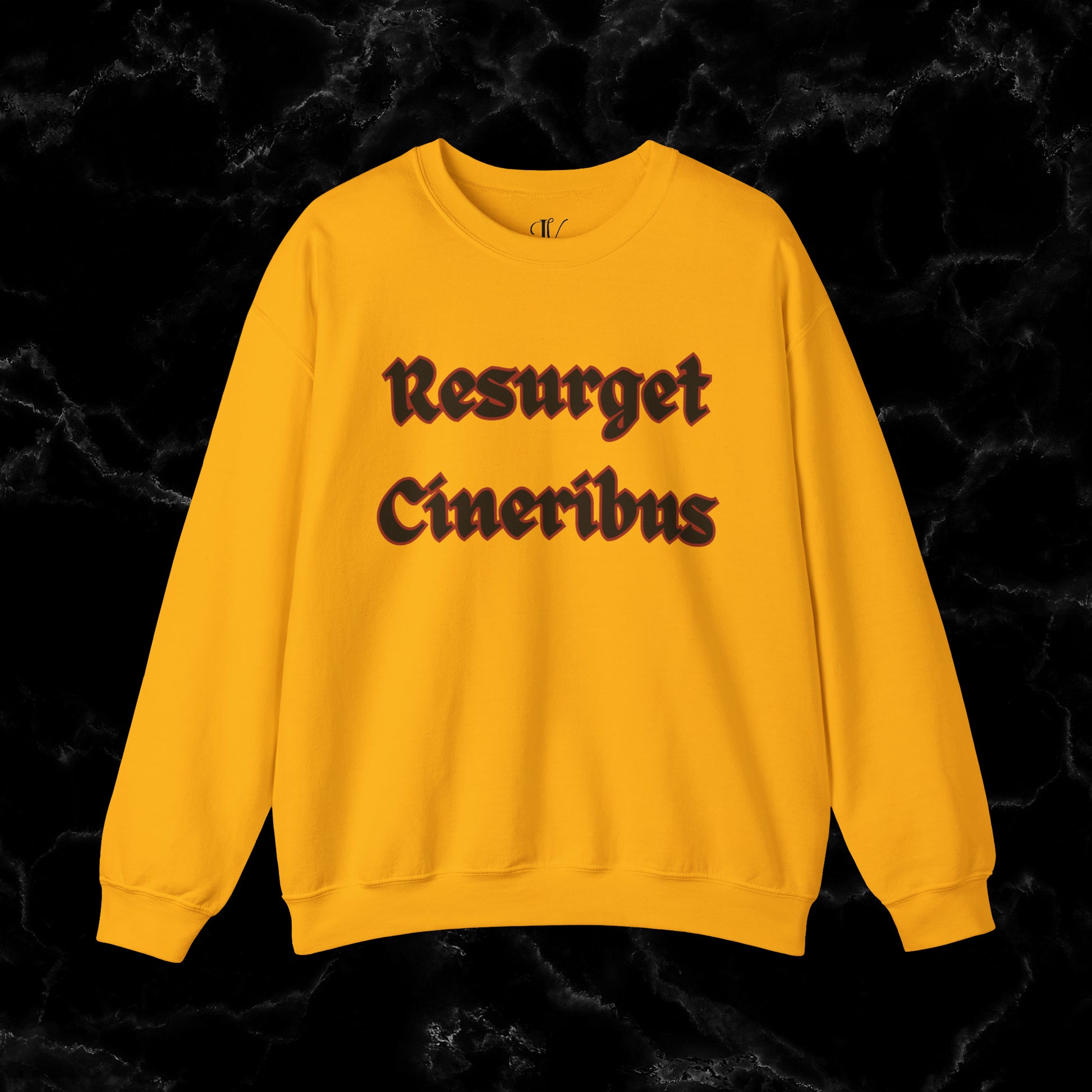 Resurget Cineribus Unisex Crewneck Sweatshirt - Latin Inspirational Gifts for Sports Football Fans Sweatshirt S Gold 