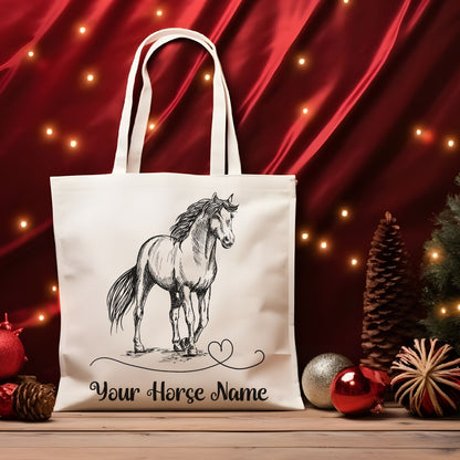 Personalized Horse Tote Bag - Unique Christmas Gift for Horse Lovers - Equestrian Gifts Accessories   