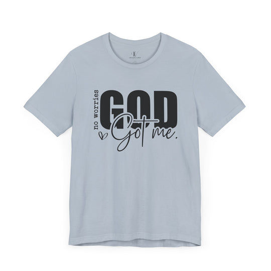 No Worries, God's Got Me: Christian Faith T-Shirt T-Shirt Printify Light Blue XS