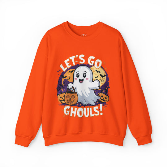 Let's Go Ghouls: Cute Halloween Sweatshirt Sweatshirt Printify S Orange