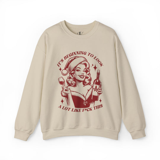 Holiday Wine Sweatshirt by Imagin Vibes Sweatshirt S Sand