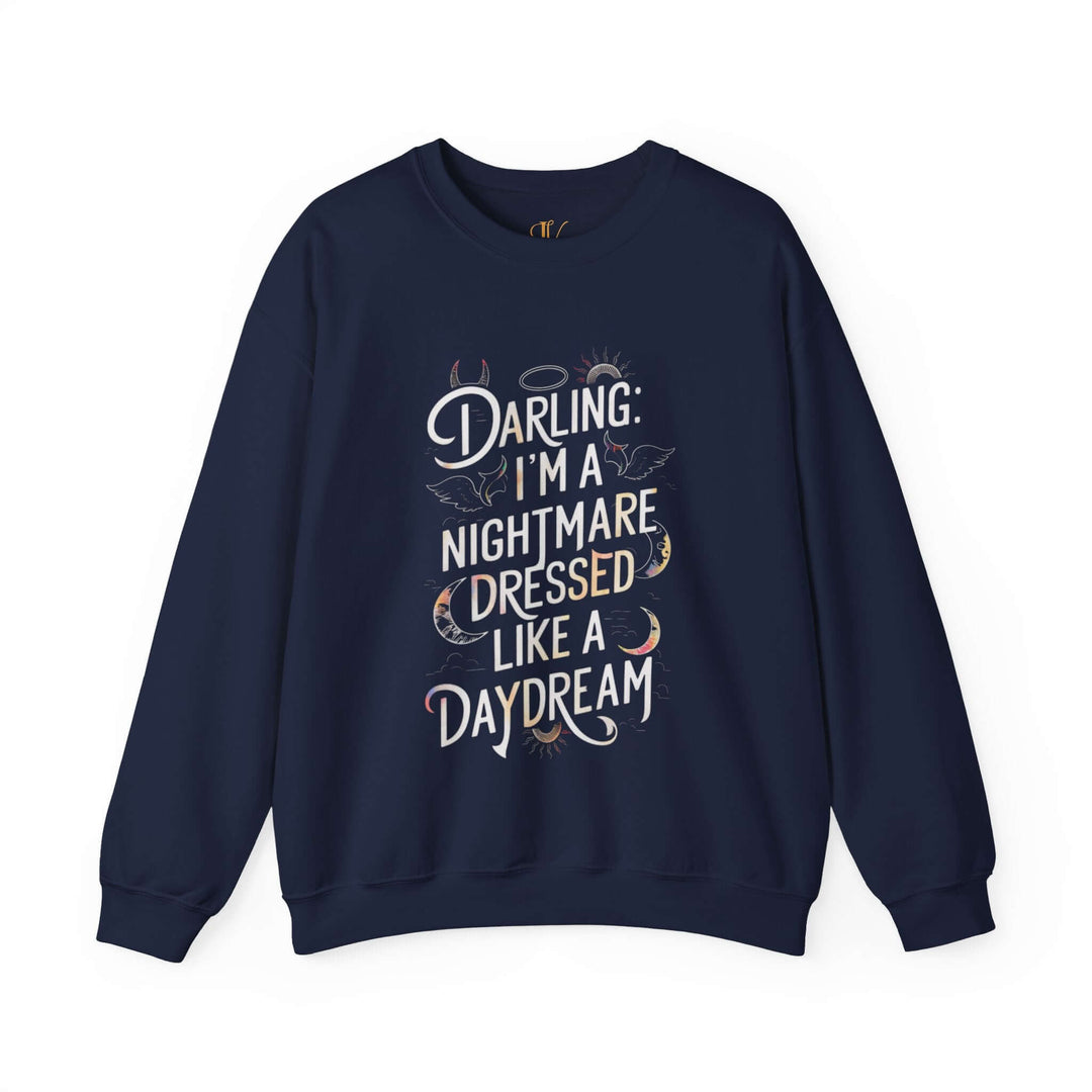 Gothic Nightmare Crewneck Sweatshirt Sweatshirt Printify S Navy