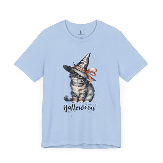 Halloween Witch Cute Cat "Happy Halloween" T-Shirt