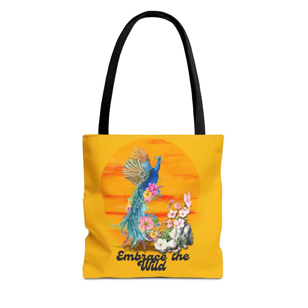 Peacock Tote Bag - Embrace the Wild Boho-Chic Bags Printify 13" × 13'' Black