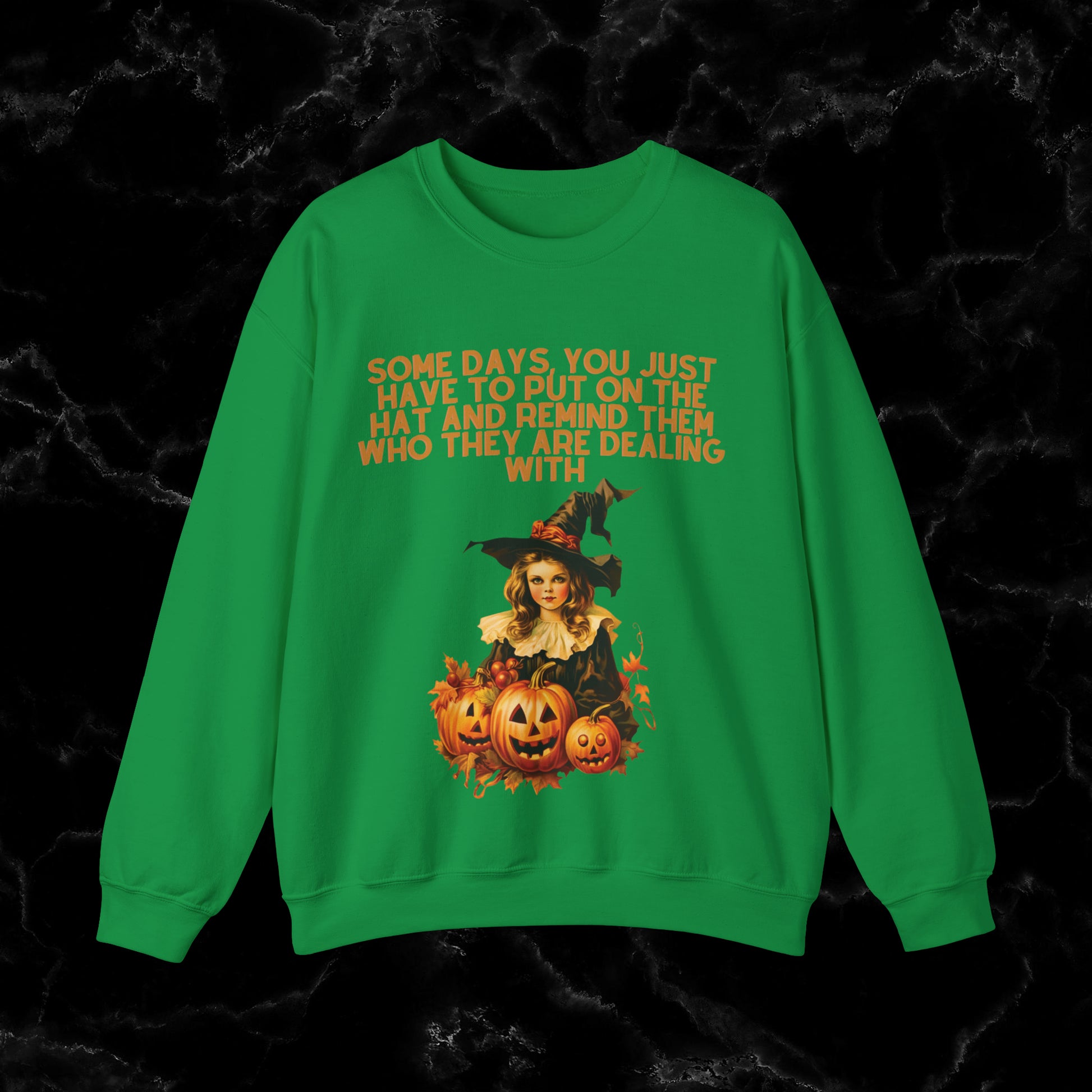 Witchy Vibes with Witch Quote Halloween Sweatshirt - Perfect for Her Sweatshirt S Irish Green 