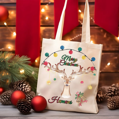 Christmas Tote Bag | Family Gift | Reindeer Stylish Holiday Carryal Accessories   