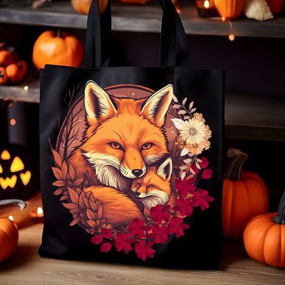 Cozy Cute Fox Cottagecore, Vintage Aesthetic Tote Bag, Woodland Green Witch Tootie | Whimsical Fashion Delights Accessories   