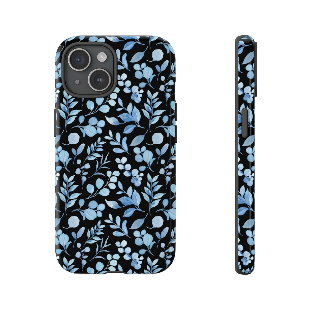 Blue Floral Tough Case Phone Case Printify iPhone 15 Glossy