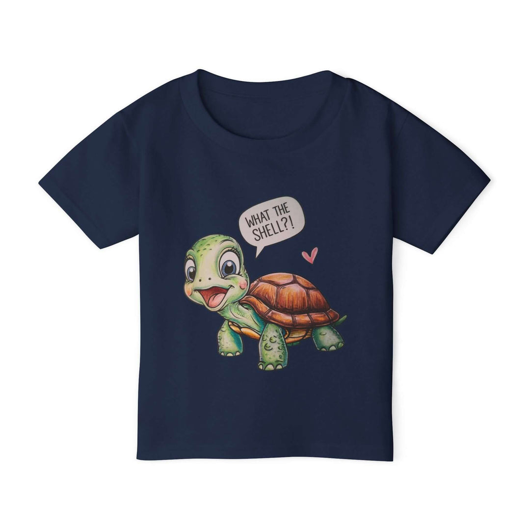 Toddler T-shirt Cute Cartoon Turtle WHAT THE SHELL Kids clothes Printify Navy 2T