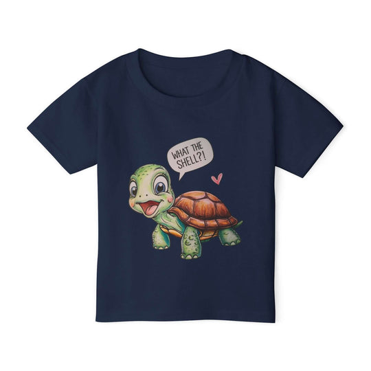 Toddler T-shirt Cute Cartoon Turtle WHAT THE SHELL Kids clothes Printify Navy 2T