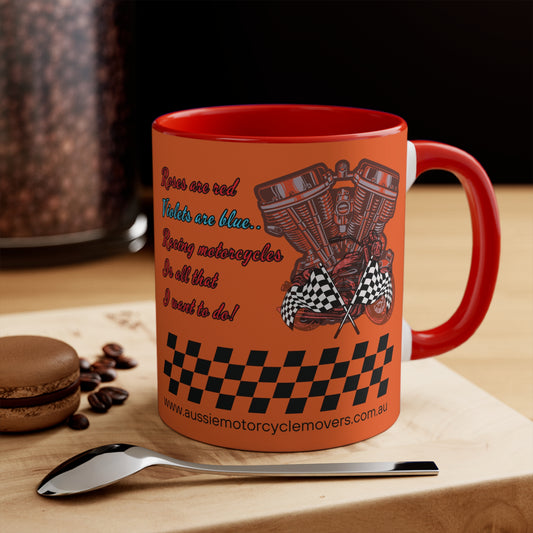 Aussie Motorcycle Movers Supporter Colorful Accent Mug 11oz - Roses Are Red Racing Mug Mug 11oz Red 