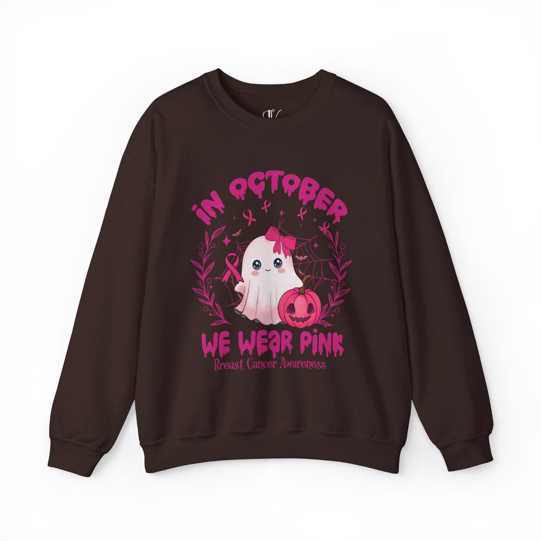 Cute Spooky Ghost Breast Cancer Support "In October We Wear Pink" Sweatshirt