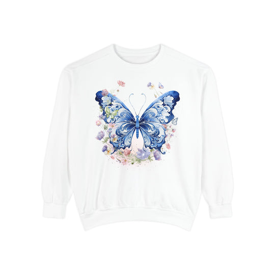 Butterfly Watercolor Unisex Sweatshirt - Ethereal and Artistic Sweatshirt Printify White S